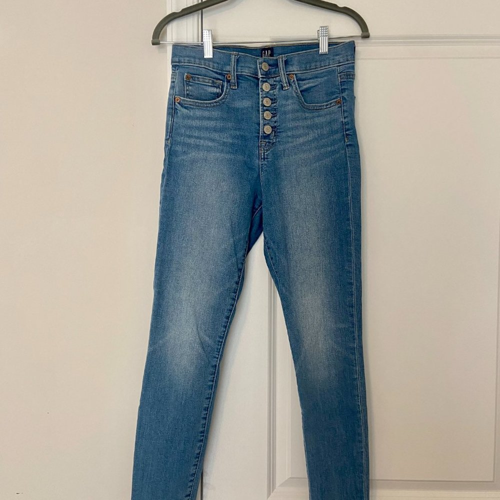 NWT GAP High Rise True Skinny Ankle Jean Size Size 4/27 Stretch Denim Button Fly